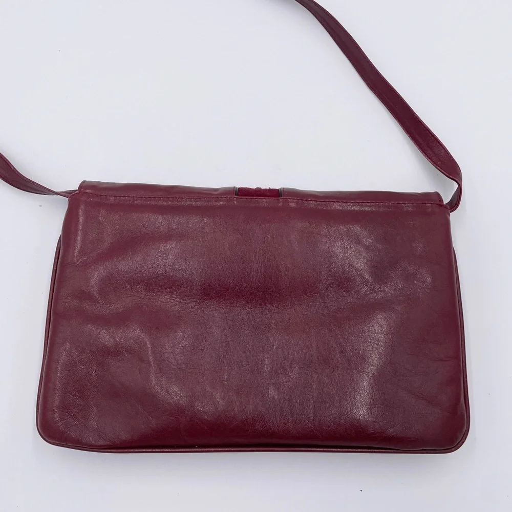 Vintage 60s 70s Stanley Blacker Designer Shoulder Bag Purse Burgundy Red Leather